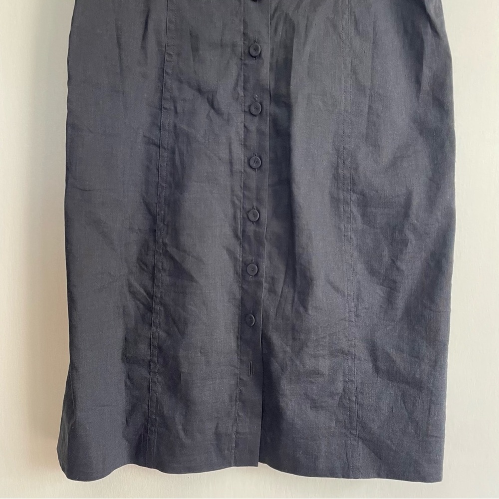 NWT Theory Kayleigh Button Front Mini Dress Navy Blue Sleeveless Linen Blend 0 - Picture 7 of 15